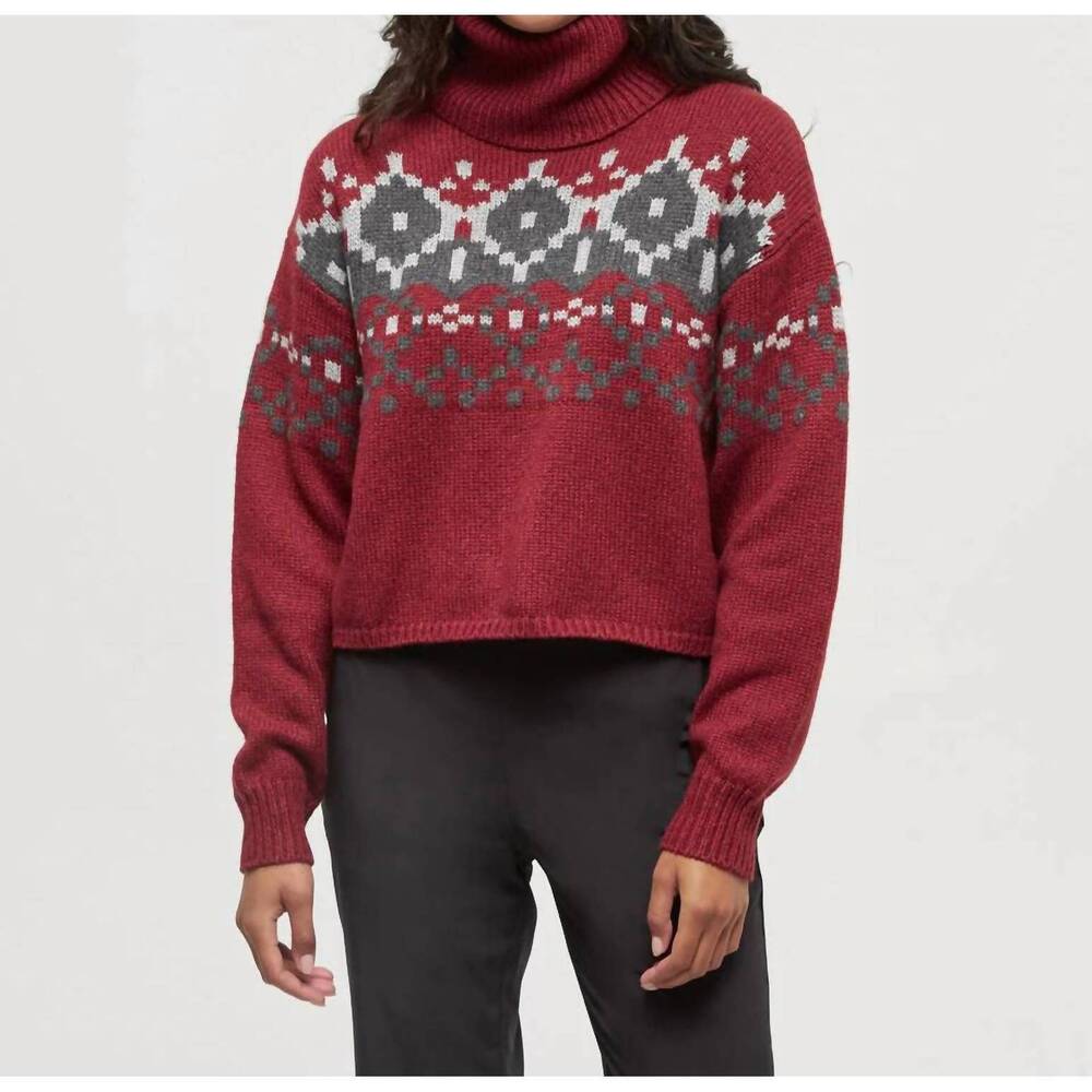NEW TENTREE moray turtleneck sweater in crimson heather/dark grey